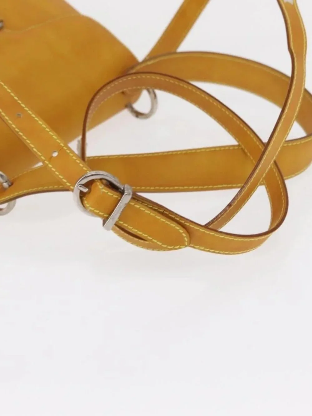 Salvatore Ferragamo Vala Hand Bag Leather 2way Yellow Silver Auth 166370